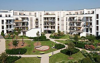 Rear view with green spaces Gravensteiner Arkaden